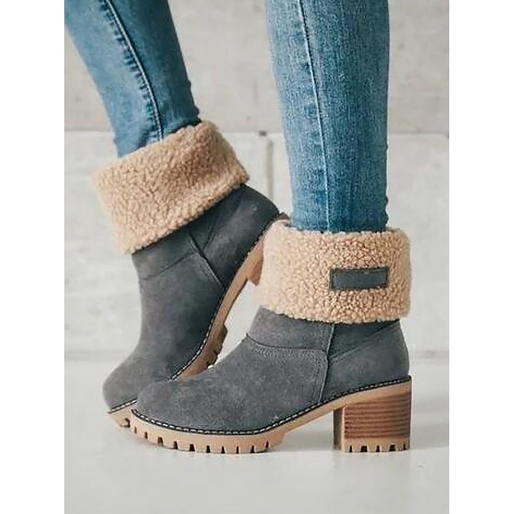 Comfortable Soft Slip On Chunky Heel Snow Boots Footwear Comfortable Soft Slip On Chunky Heel Snow Boots Footwear