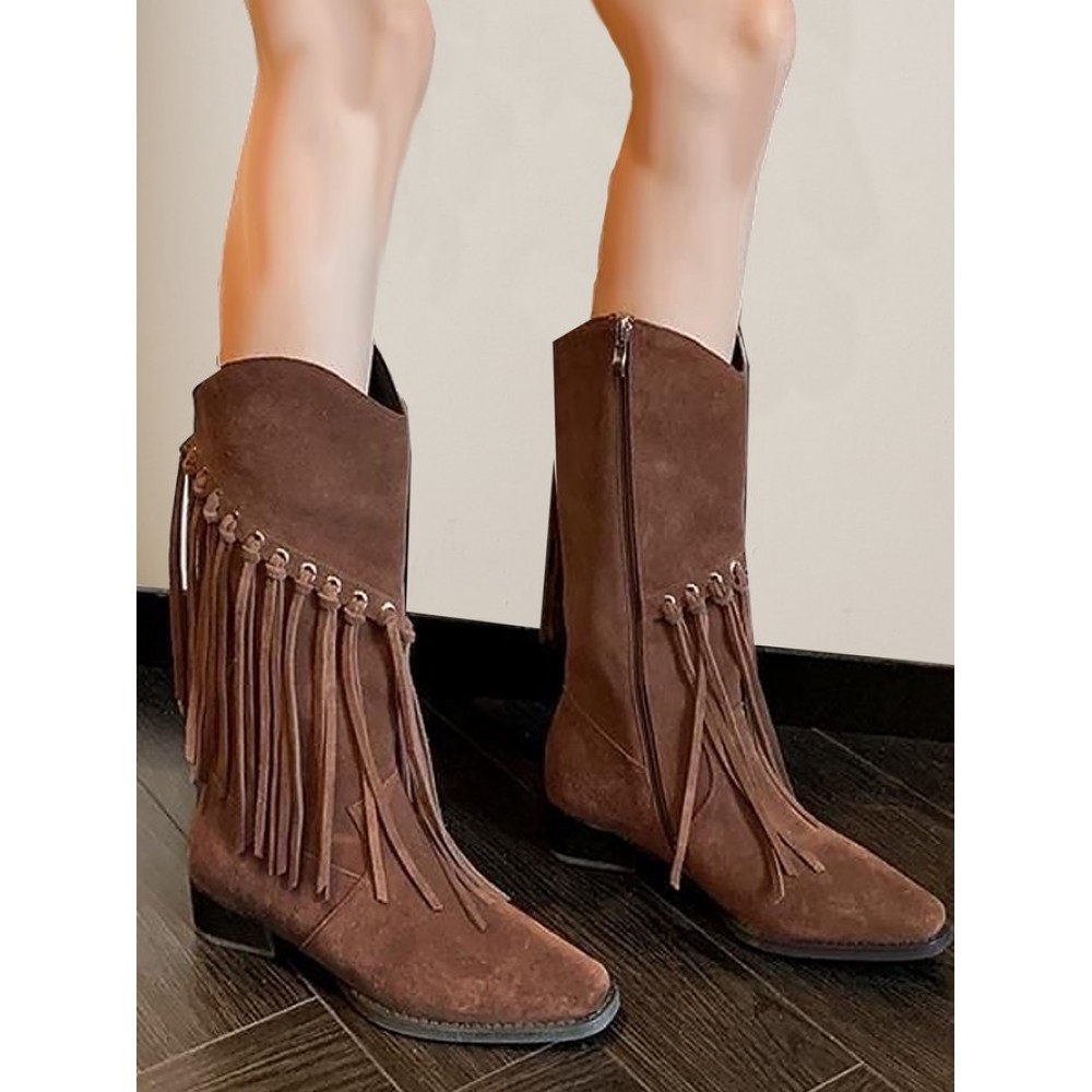 Boho Plain Zipper Block Heel Riding Boots Boho Plain Zipper Block Heel Riding Boots