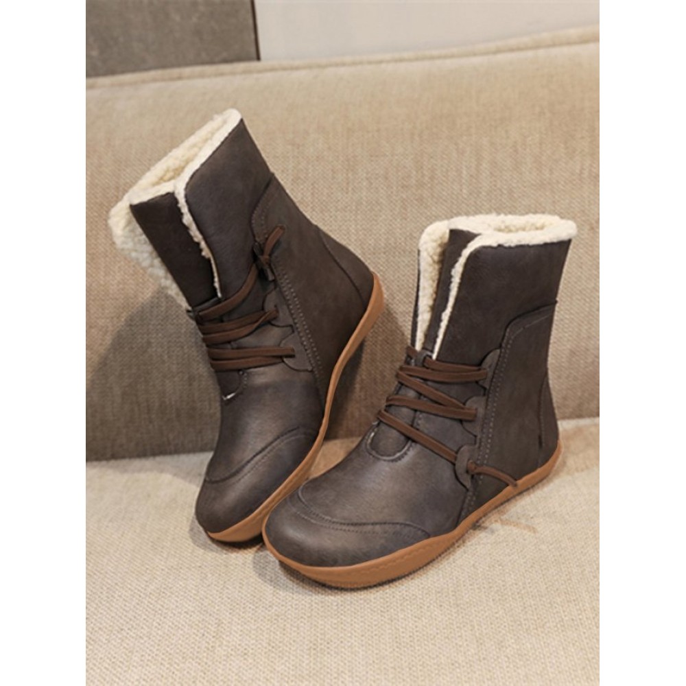 Retro Cuffed Casual Round Toe Short Boots Retro Cuffed Casual Round Toe Short Boots