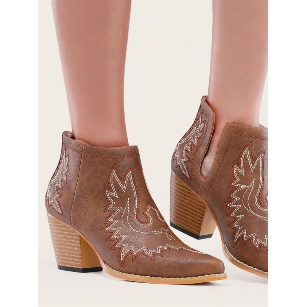 Vintage Ethnic Slip On Block Heel Chelsea Boots Vintage Ethnic Slip On Block Heel Chelsea Boots