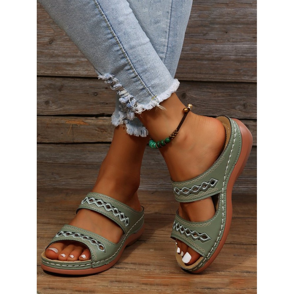 Retro Style Hollow Out Circular Embroidery Foot Casual Slippers Retro Style Hollow Out Circular Embroidery Foot Casual Slippers