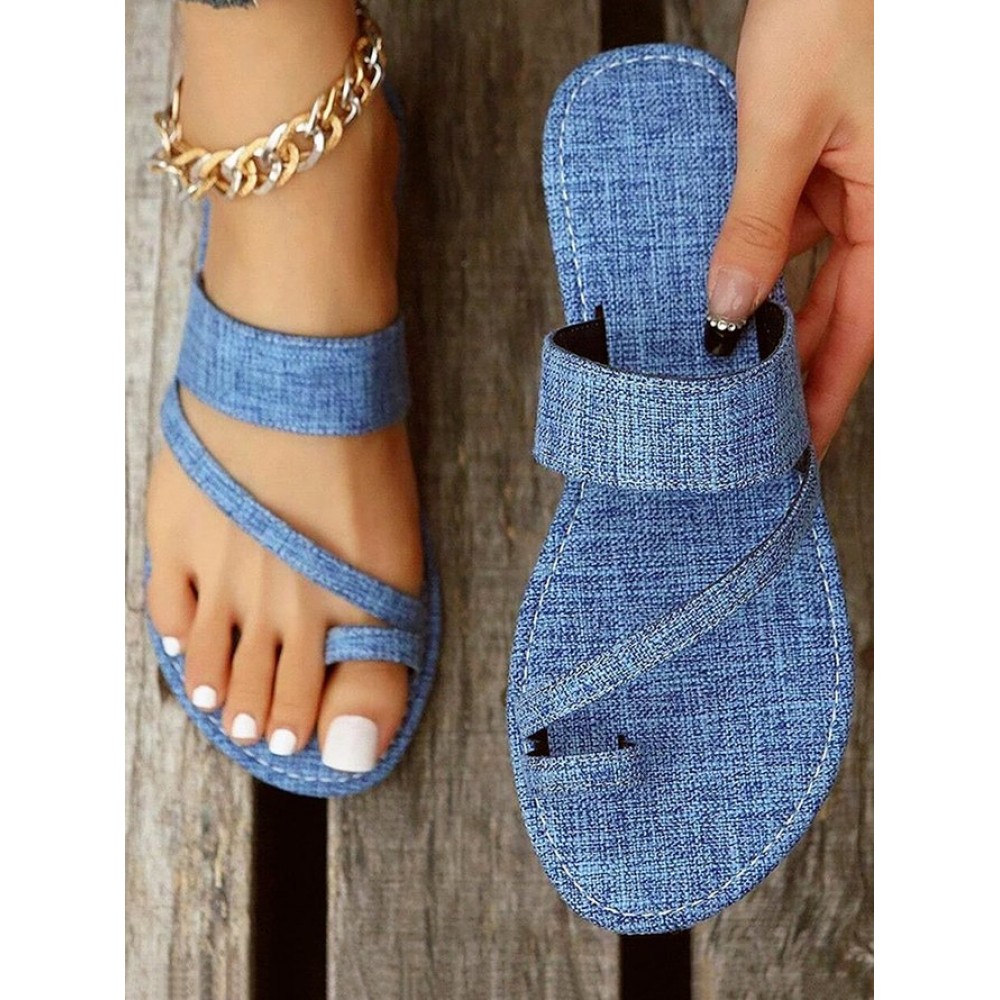 Casual Denim To Ring Slide Sandals Casual Denim To Ring Slide Sandals