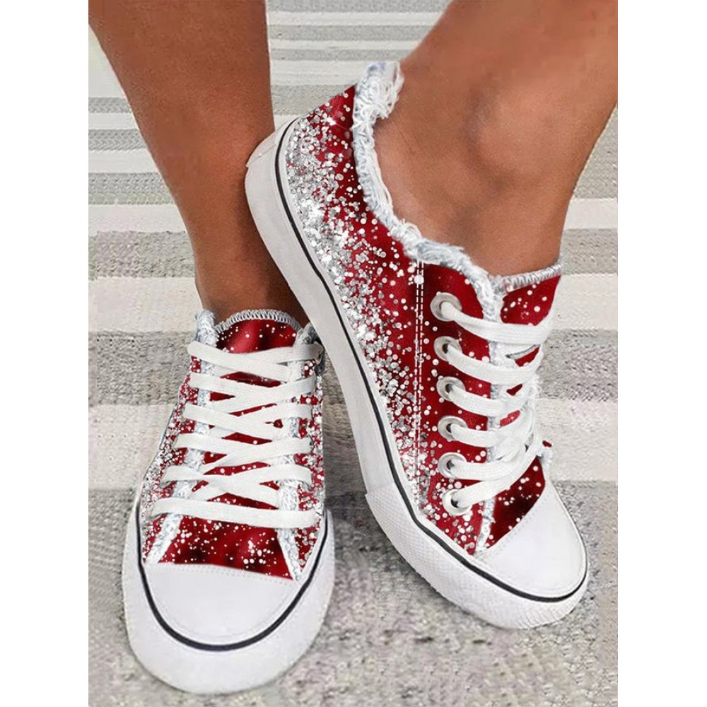 Casual Ombre Wearable Lace-Up Flat Heel Canvas Printing Casual Ombre Wearable Lace-Up Flat Heel Canvas Printing
