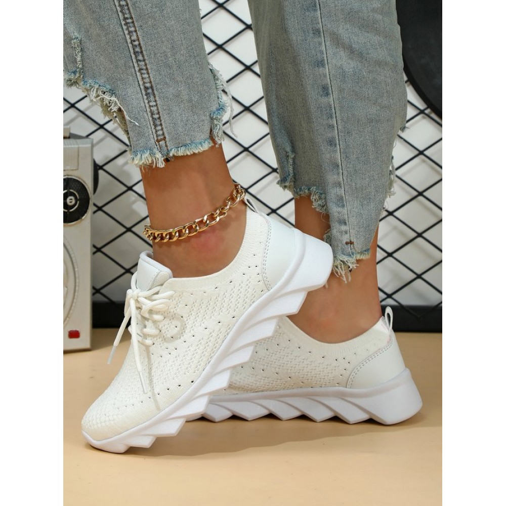 Sports Plain Breathable Lace-Up Flat Heel Fly Woven Shoes Sports Plain Breathable Lace-Up Flat Heel Fly Woven Shoes