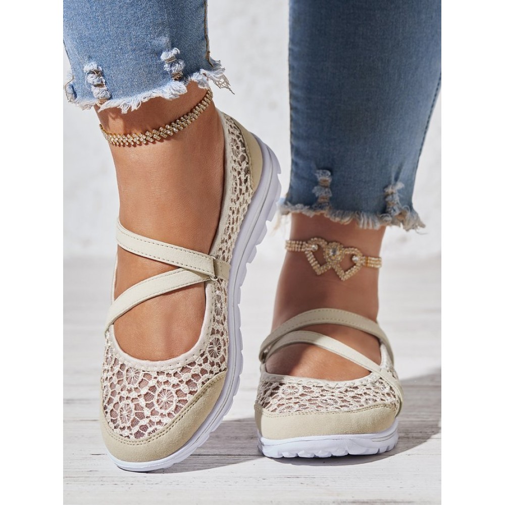 Breathable Hollow out Lace Panched Casual Slip-on Sneakers Breathable Hollow out Lace Panched Casual Slip-on Sneakers