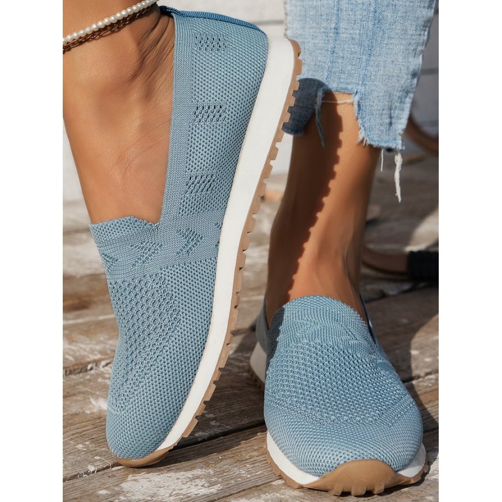 Sports Plain Breathable Slip On Flat Heel Fly Woven Shoes Sports Plain Breathable Slip On Flat Heel Fly Woven Shoes