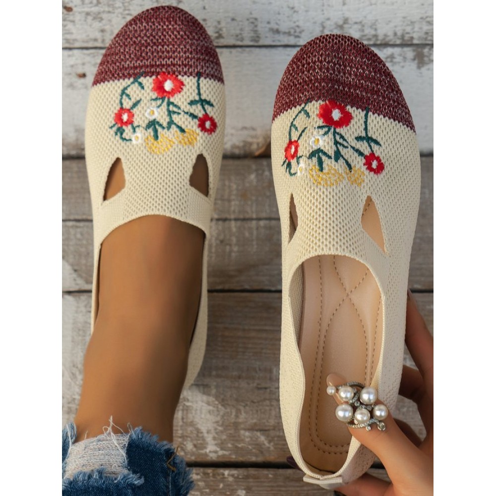 Casual Floral Breathable Slip On Flat Heel Deep Mouth Shoes Embroidery Casual Floral Breathable Slip On Flat Heel Deep Mouth Shoes Embroidery