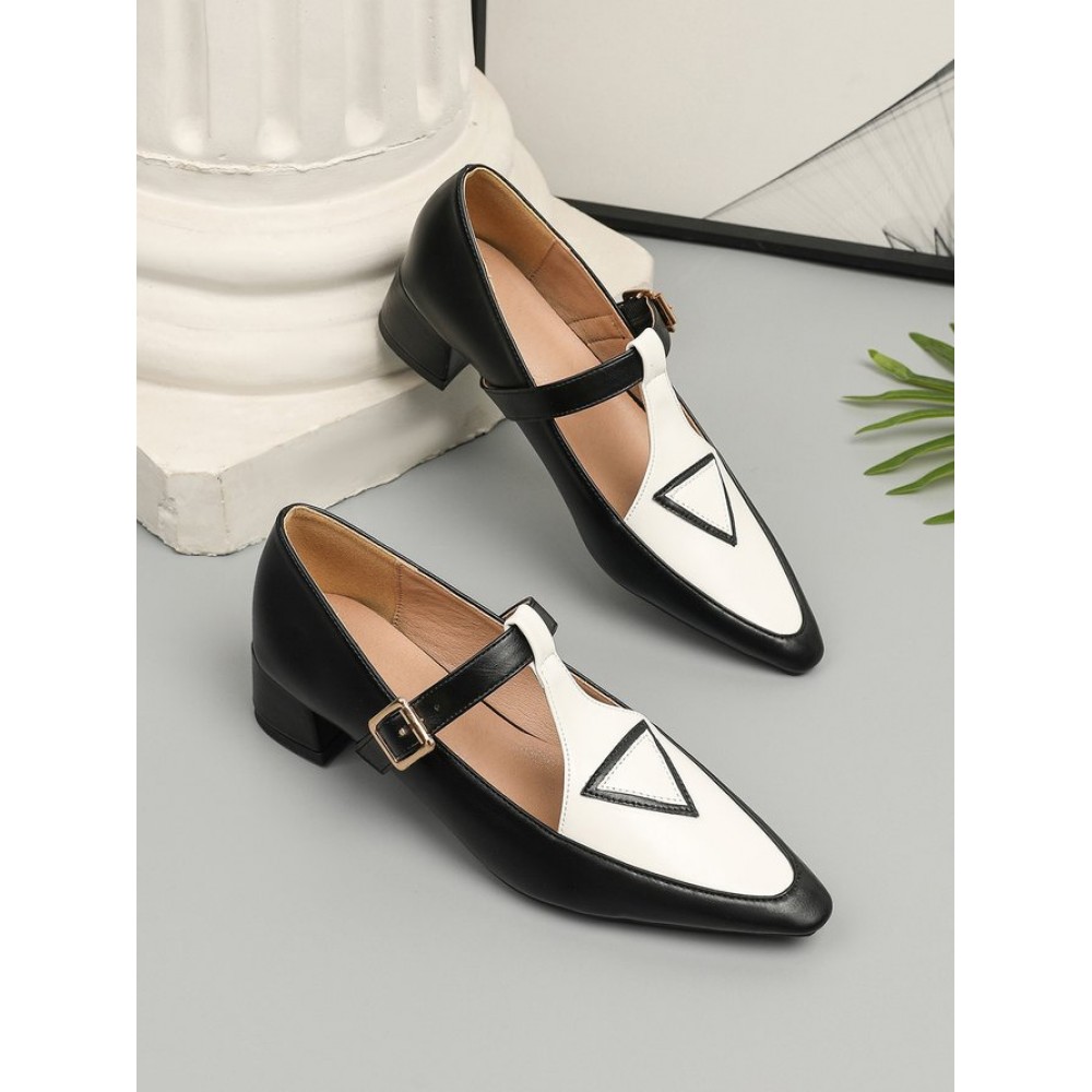 Urban Color Block Non-Slip Adjustable Buckle Low Heel T-Strap Urban Color Block Non-Slip Adjustable Buckle Low Heel T-Strap