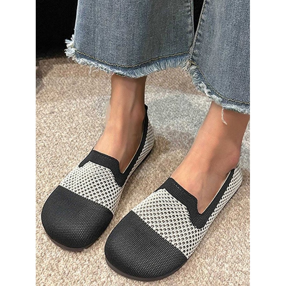 Casual Color Block Slip On Flat Heel Shallow Shoes Casual Color Block Slip On Flat Heel Shallow Shoes