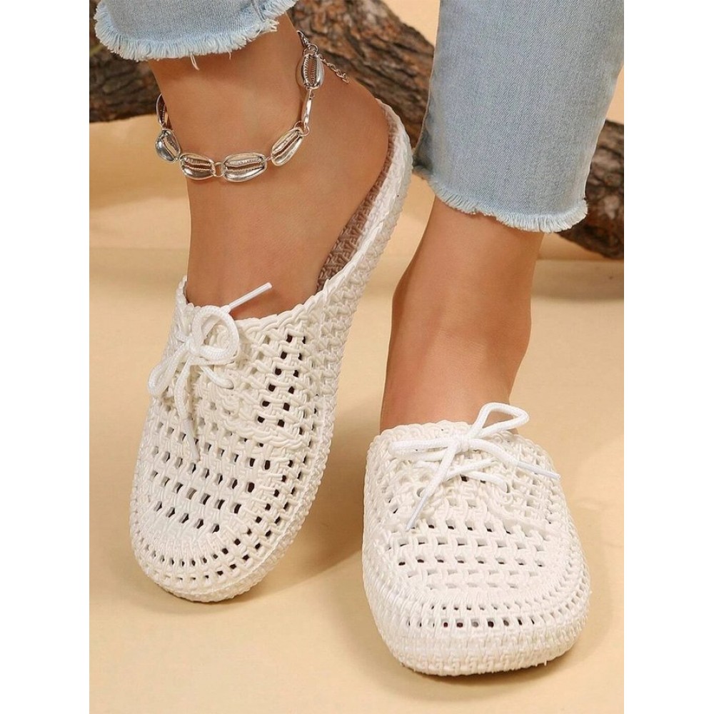 Women Lace Up Hollow Out Waterproof Beach Mules Women Lace Up Hollow Out Waterproof Beach Mules