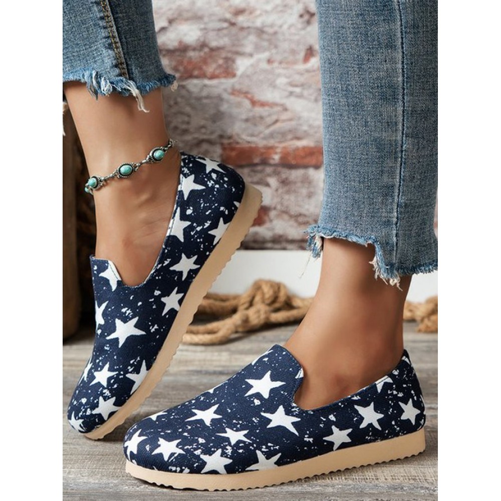 Star Print Casual Canvas Slip On Shoes Star Print Casual Canvas Slip On Shoes